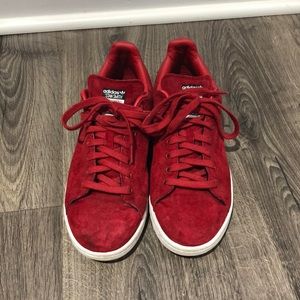 Red suede adidas Stan smiths